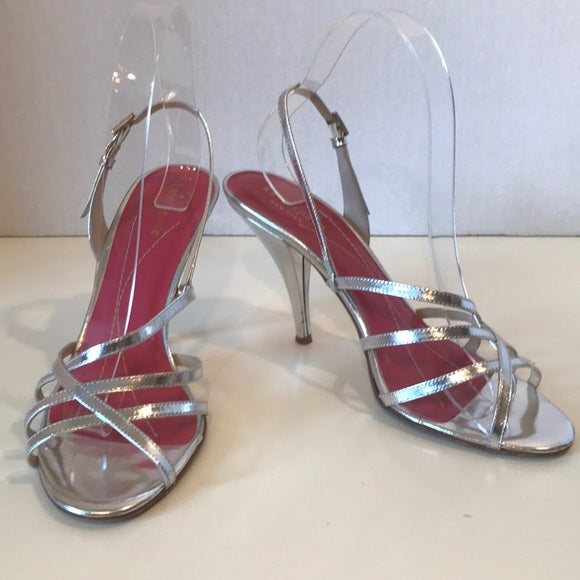 Kate Spade Silver Metallic Strappy Sandals Size 7