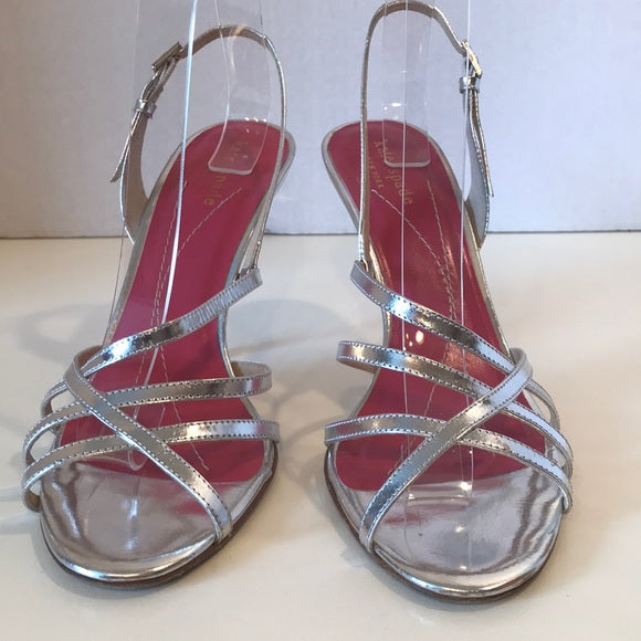 Kate Spade Silver Metallic Strappy Sandals Size 7