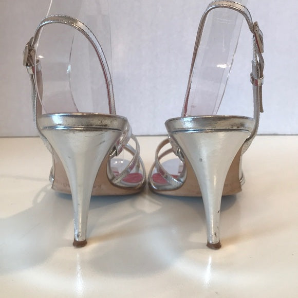 Kate Spade Silver Metallic Strappy Sandals Size 7