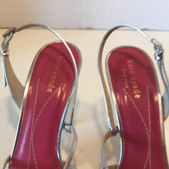 Kate Spade Silver Metallic Strappy Sandals Size 7