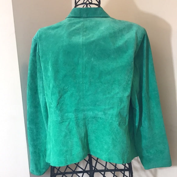 Giuliana Rancic Green Suede Jacket with Side Pockets Size XL