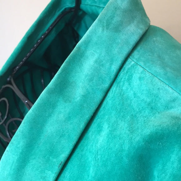 Giuliana Rancic Green Suede Jacket with Side Pockets Size XL