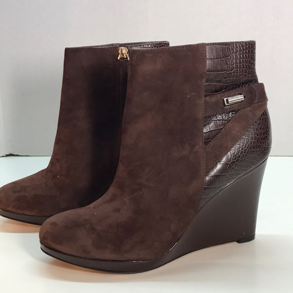 NWT Cole Haan Brown Suede & Leather Wedges Booties Size 11