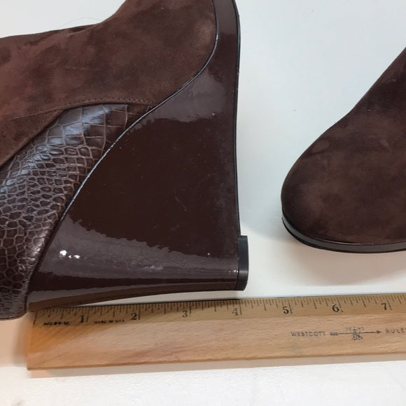NWT Cole Haan Brown Suede & Leather Wedges Booties Size 11