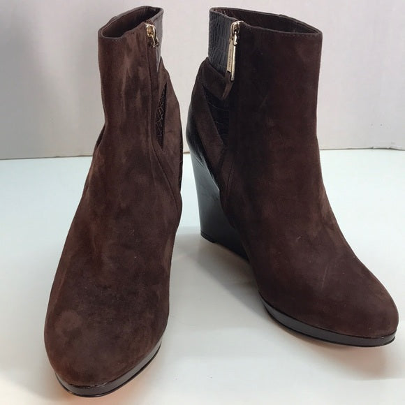 NWT Cole Haan Brown Suede & Leather Wedges Booties Size 11