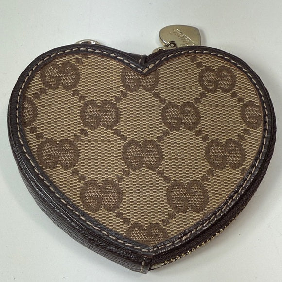 Vintage Gucci Heart-Shaped Coin Purse Brown GG Monogram