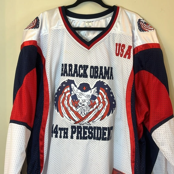 Barack Obama #44 Patriotic Football Jersey – Red, White & Blue USA Tribute