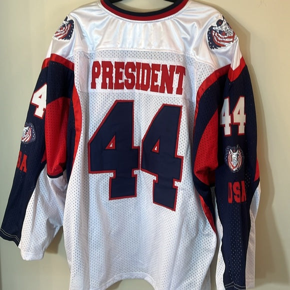 Barack Obama #44 Patriotic Football Jersey – Red, White & Blue USA Tribute