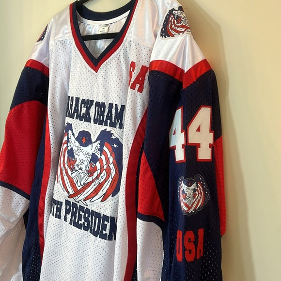 Barack Obama #44 Patriotic Football Jersey – Red, White & Blue USA Tribute
