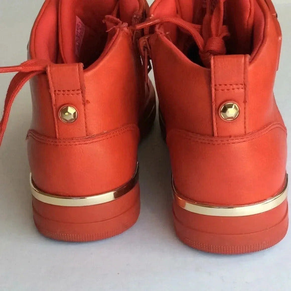 🔥 ALDO Red High-Top Sneakers w/ Gold Accents – Women’s 7.5