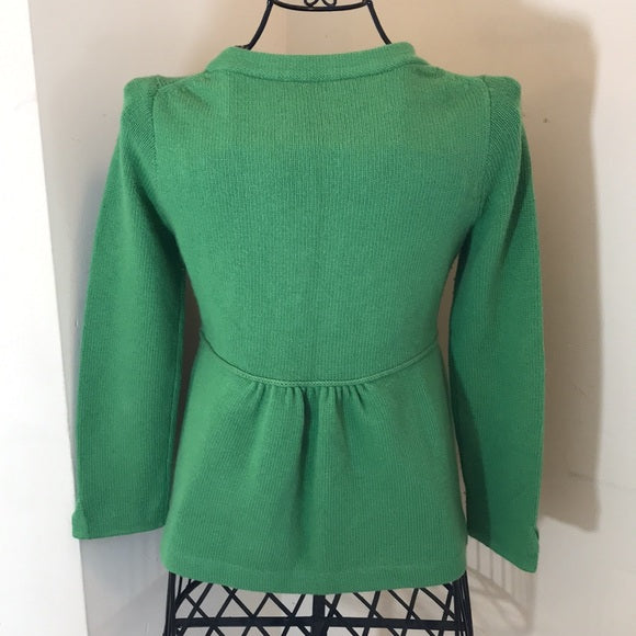 J.Crew Collection Green Cashmere-Blend Double-Breasted Sweater w/ Rhinestone Buttons