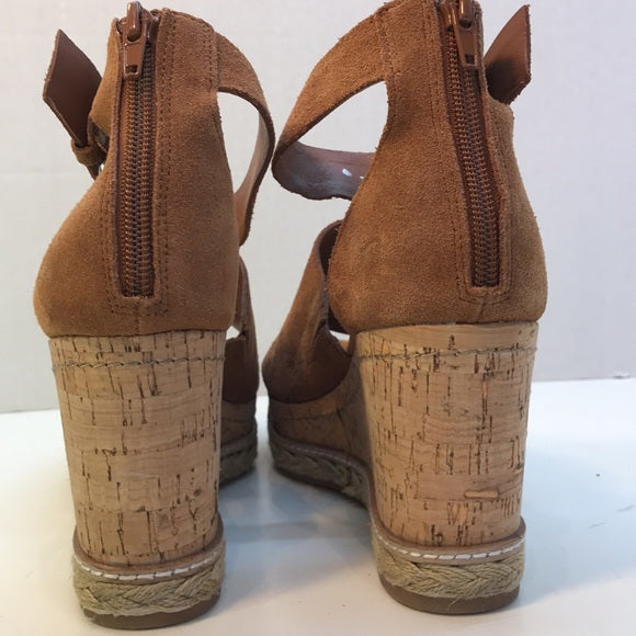 Dolce Vita Cognac Leather Wedge Sandals • Women's US 8