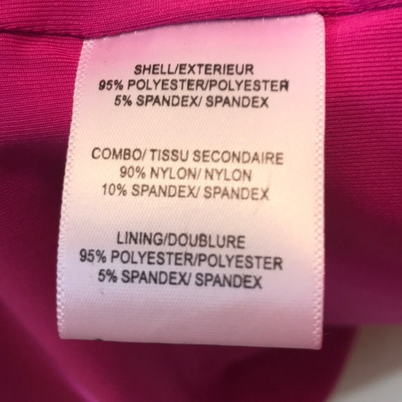 Badgley Mischka Fuchsia Lace-Sleeve Dress – Size 14