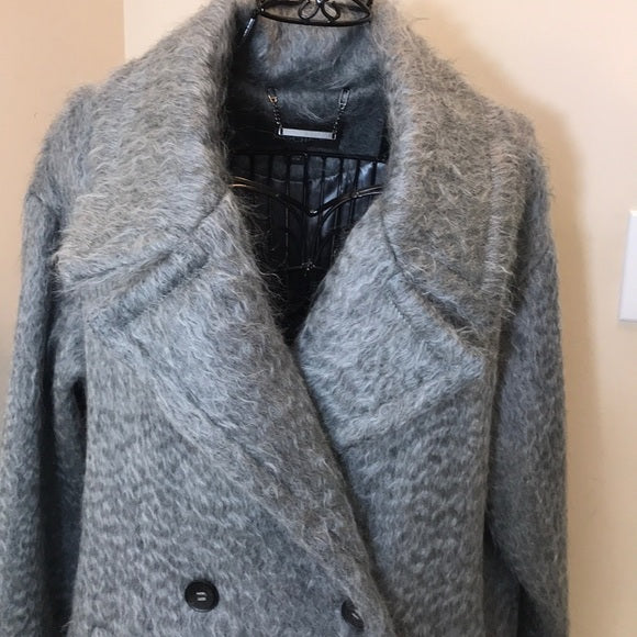 NWT Badgley Mischka Gray Mohair Blend Coat Size L