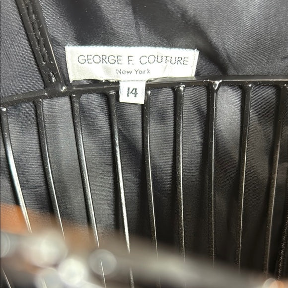 Vintage Black Sequin Embellished Sheath Dress by George F Couture.