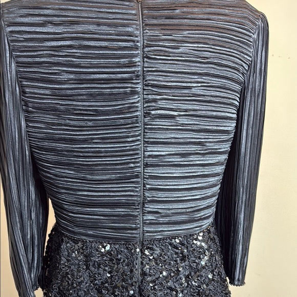 Vintage Black Sequin Embellished Sheath Dress by George F Couture.