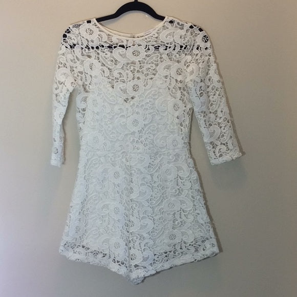 Zara White Lace Romper Size S