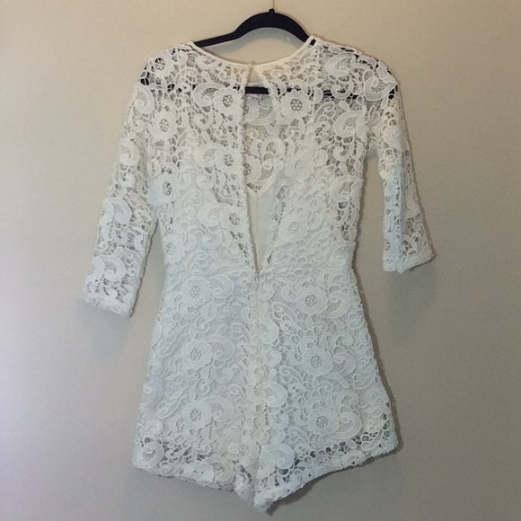 Zara White Lace Romper Size S