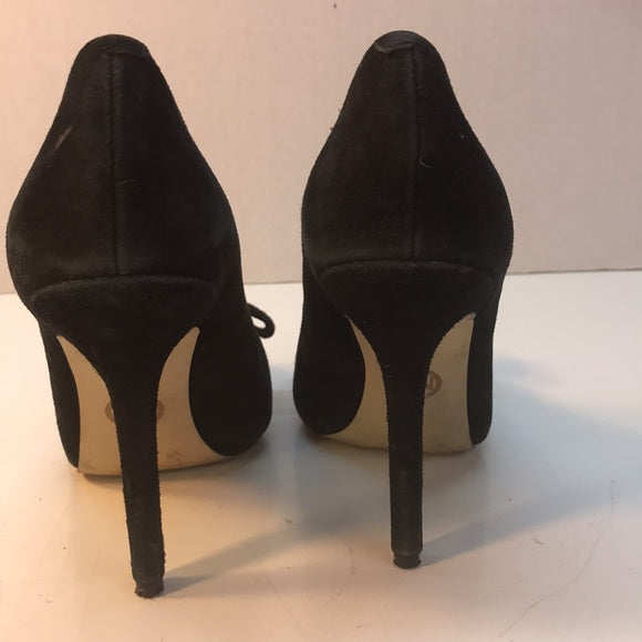 Michael Kors Black Suede Bow Pumps with Gold Trim Size 6