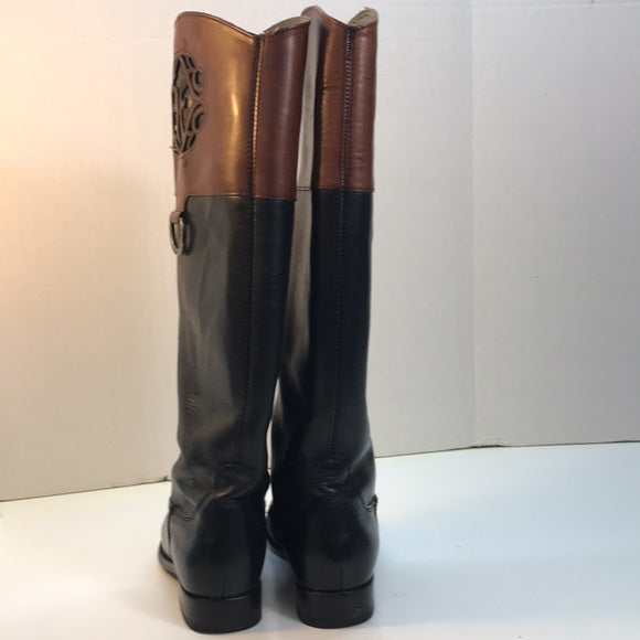 Frye Black & Brown Boots with Melissa Logo Size 7.5
