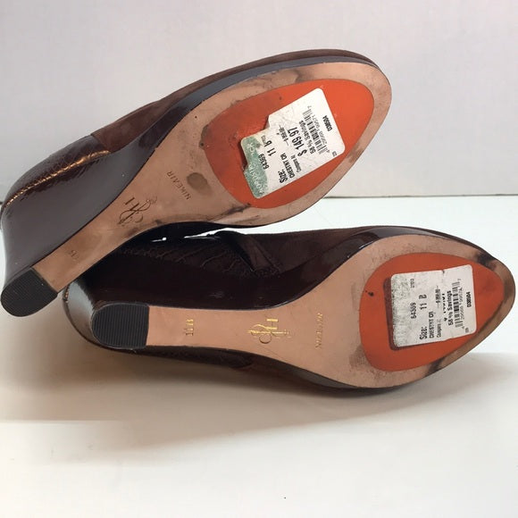 NWT Cole Haan Brown Suede & Leather Wedges Booties Size 11