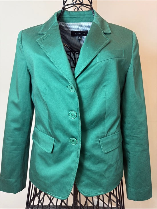Talbots Emerald Green 3-Button Tailored Blazer Jacket