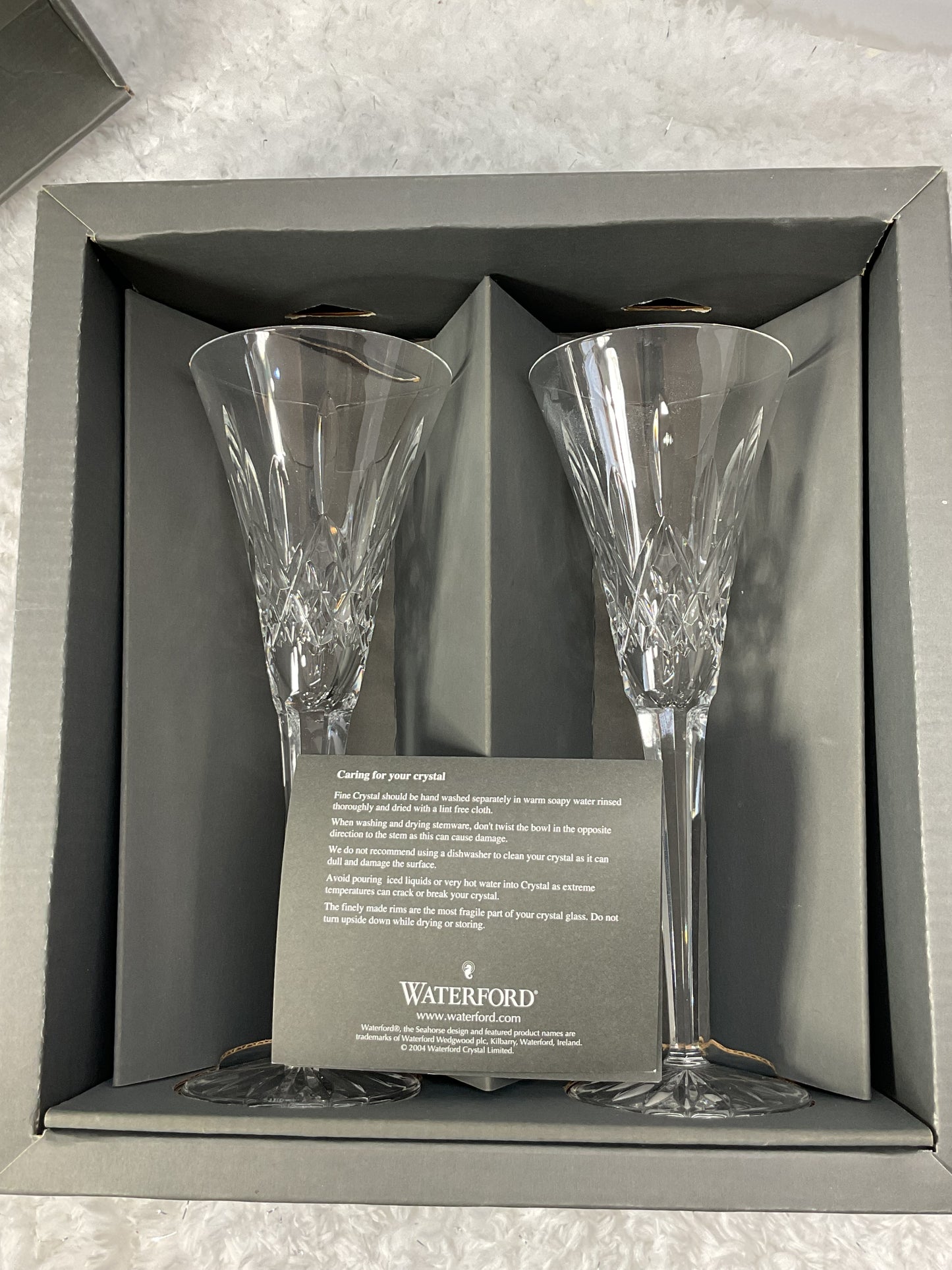 Vintage Waterford Crystal Champagne Flutes – Set of 2 in Original Box
