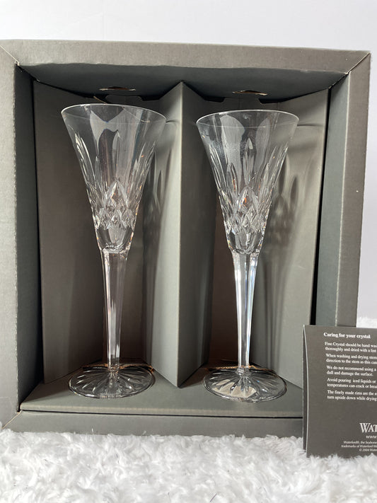 Vintage Waterford Crystal Champagne Flutes – Set of 2 in Original Box