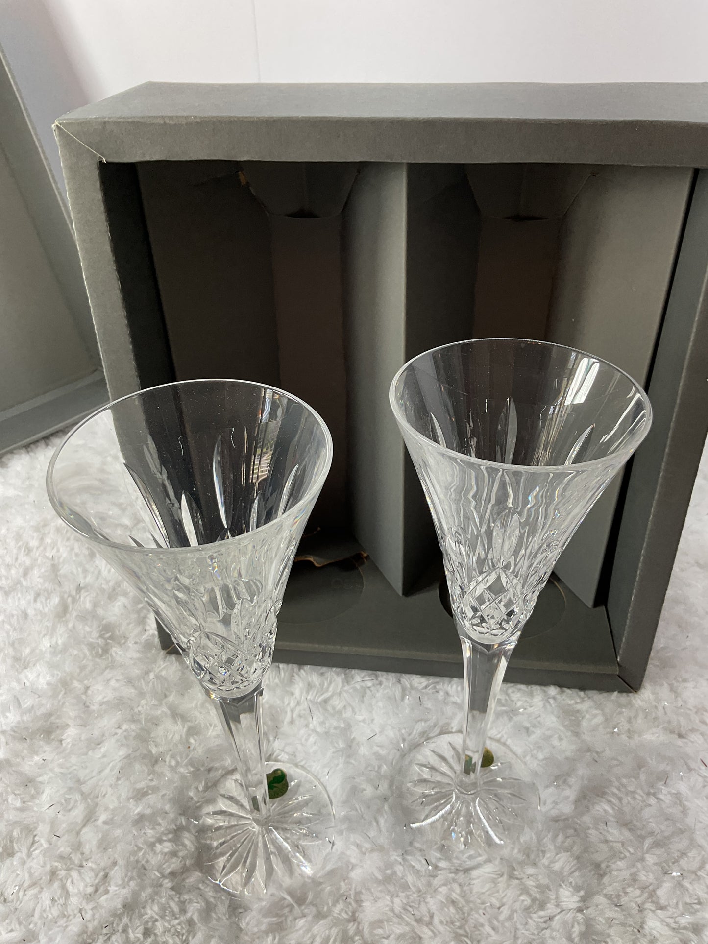 Vintage Waterford Crystal Champagne Flutes – Set of 2 in Original Box