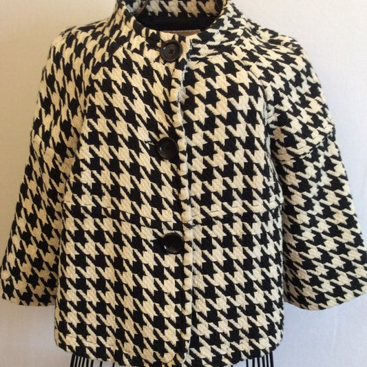 Michael Kors Black & White Houndstooth Jacket Size Medium