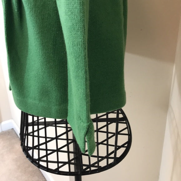 J.Crew Collection Green Cashmere-Blend Double-Breasted Sweater w/ Rhinestone Buttons