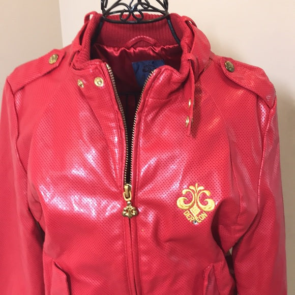 House of Dereon (Beyoncé’s Brand) Red Faux Leather Jacket Size Large