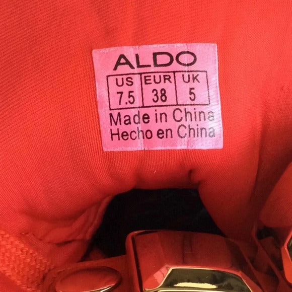 🔥 ALDO Red High-Top Sneakers w/ Gold Accents – Women’s 7.5