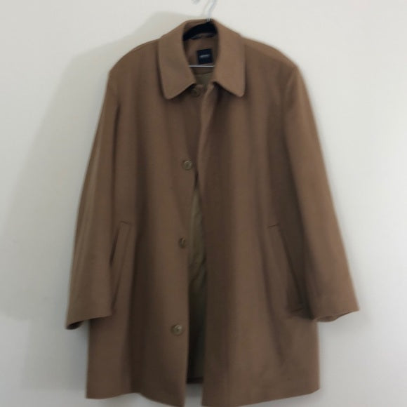 Hugo Boss Men’s Tan Virgin Wool & Cashmere Coat – Size 46R