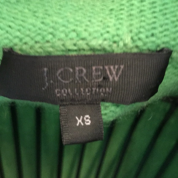 J.Crew Collection Green Cashmere-Blend Double-Breasted Sweater w/ Rhinestone Buttons