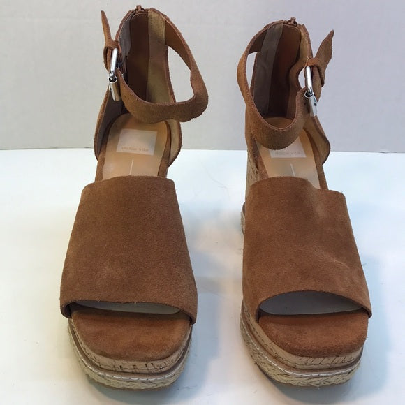 Dolce Vita Cognac Leather Wedge Sandals • Women's US 8