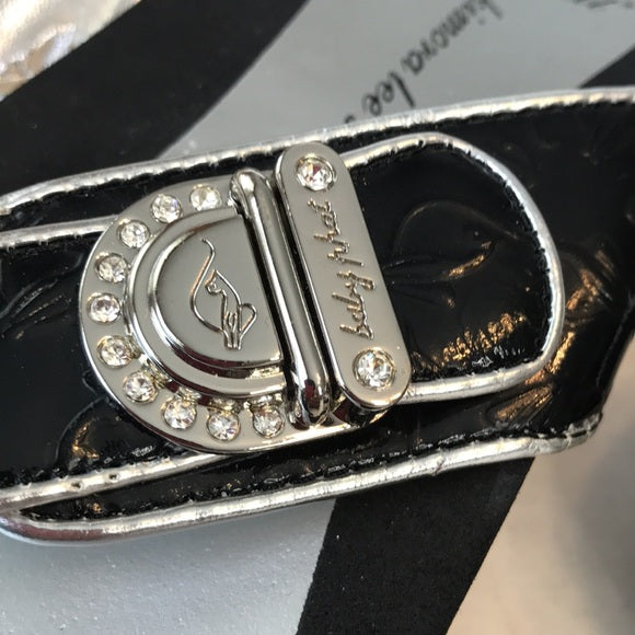 Baby Phat Black Leather + Silver Thong Platform Sandals • Women’s US 11