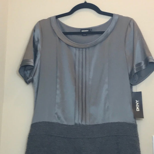 NWT DKNY Pale Gray Silk and Wool Blend Dress