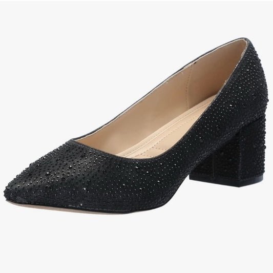 Adrienne Vittadini Black Rhinestone Pumps – Size 8