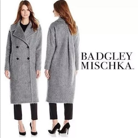 NWT Badgley Mischka Gray Mohair Blend Coat Size L