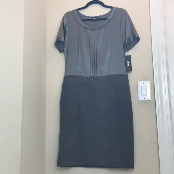 NWT DKNY Pale Gray Silk and Wool Blend Dress