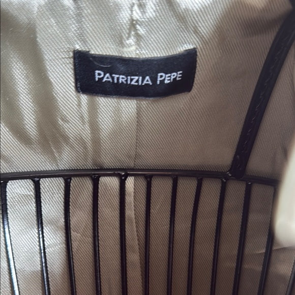 Patrizia Pepe Cream Leather Jacket – Ruffle Details