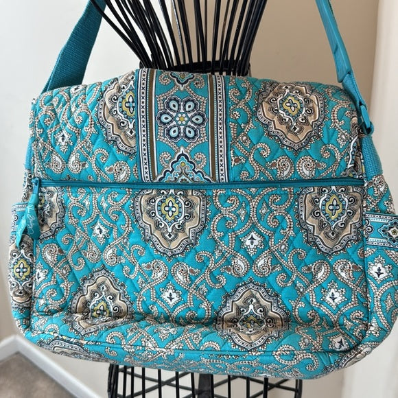 Vera Bradley Blue, White & Beige Paisley Quilted Shoulder Bag