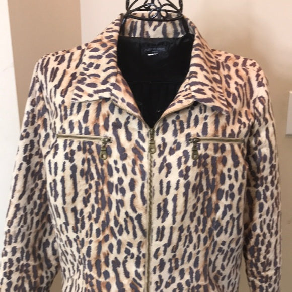 Vintage Sharon Endick Kate PolySuede Crop Leopard Print Jacket in Size M