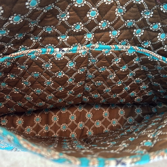 Vera Bradley Blue, White & Beige Paisley Quilted Shoulder Bag